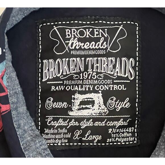 Flamingo Print XL Broken Threads Men’s Short Sleeve Button-Up Shirt Navy Blue - Picture 3 of 11